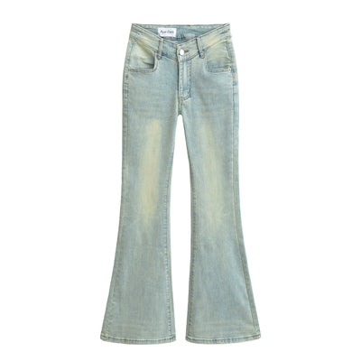 Fuli Washed Nostalgic Skinny Jeans For Women