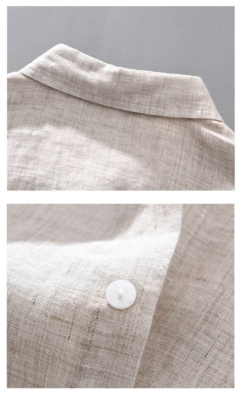 Linen Breathable Shirt Solid Color Loose Men