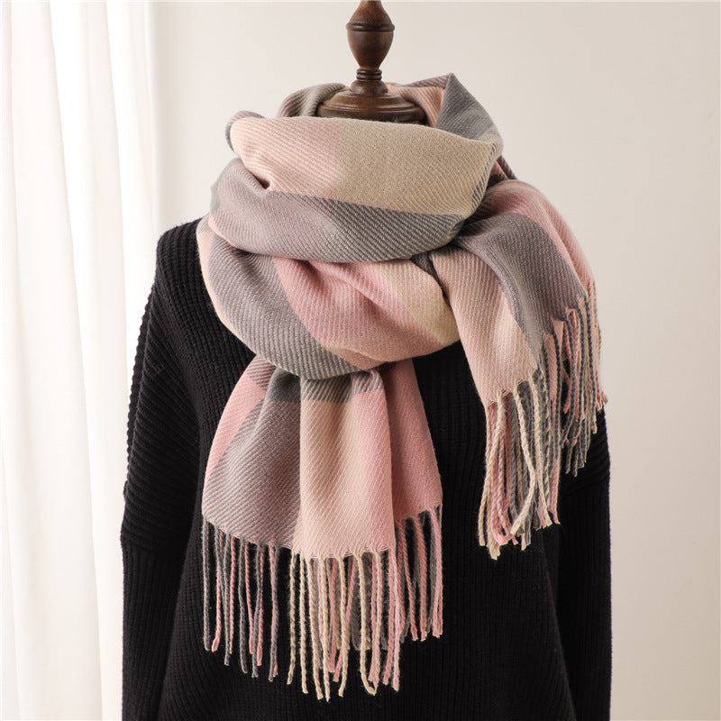 Men's And Women's Thickened Warm Plaid Scarves