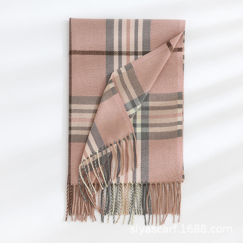 Fashion Classic Plaid Cashmere Scarf Women