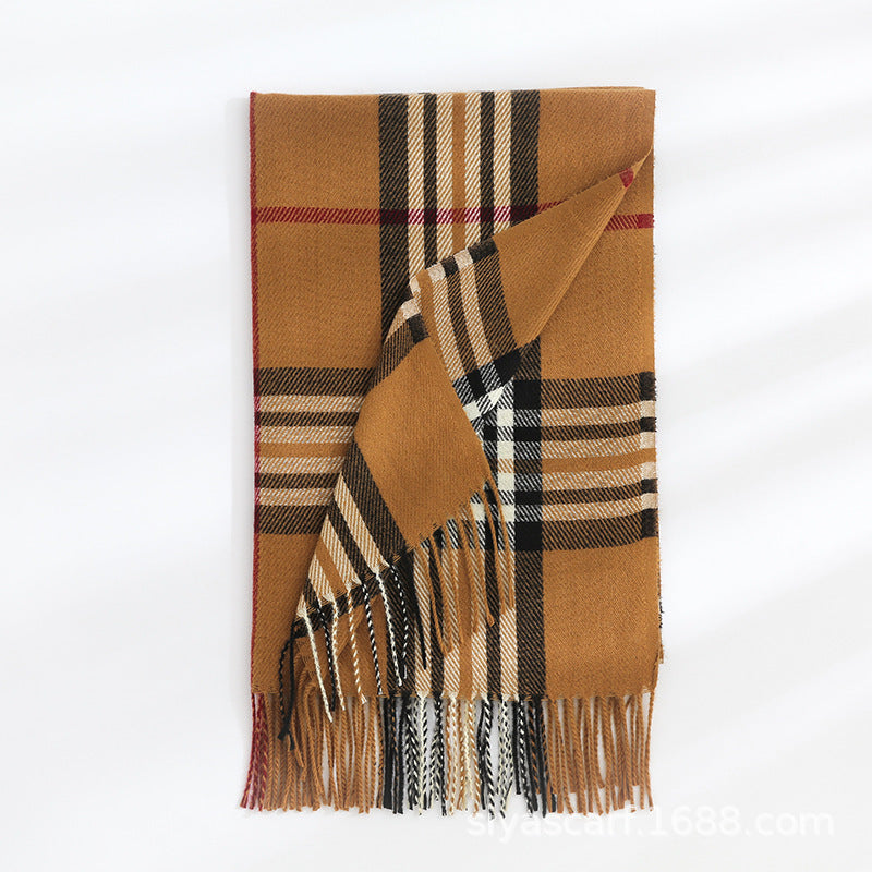 Fashion Classic Plaid Cashmere Scarf Women