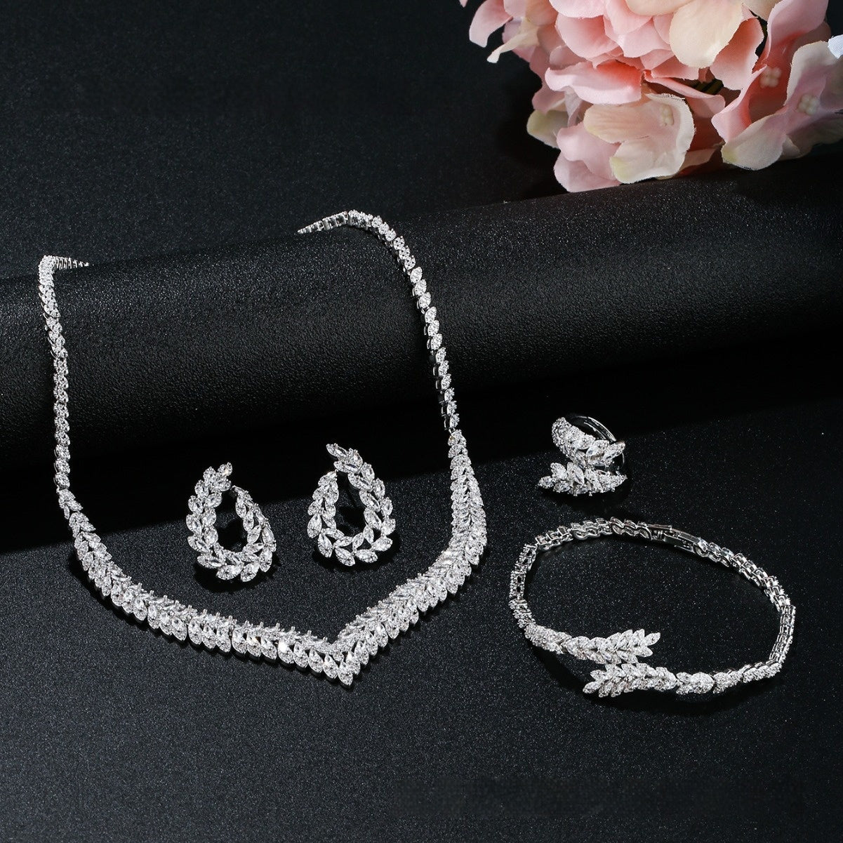 New Four-piece Set Copper Micro Inlaid Zircon Wedding Accessories