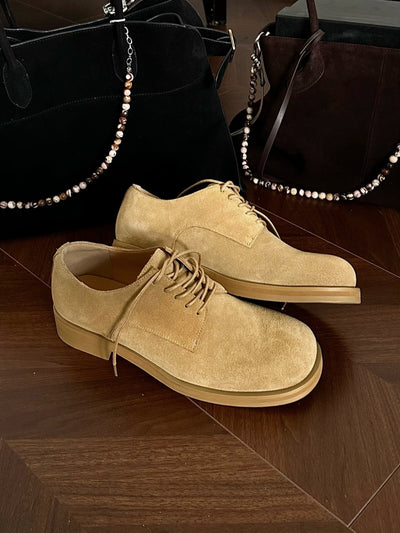 Retro Washed Artificial Leather Shoes Big Head Derby