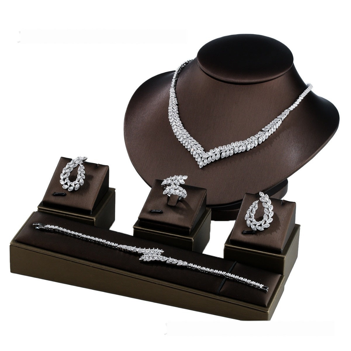 New Four-piece Set Copper Micro Inlaid Zircon Wedding Accessories