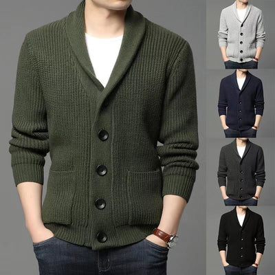 Men's Classic Lapel Cardigan Casual Sweater