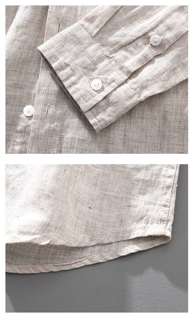 Linen Breathable Shirt Solid Color Loose Men