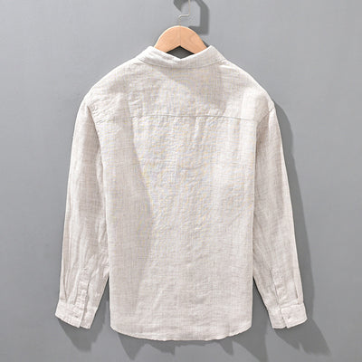 Linen Breathable Shirt Solid Color Loose Men