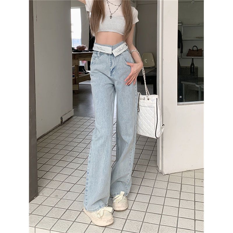 High Waist Wide Leg Pants Flanging Waist Jeans