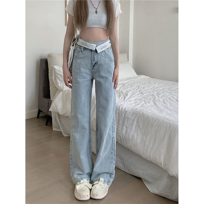 High Waist Wide Leg Pants Flanging Waist Jeans