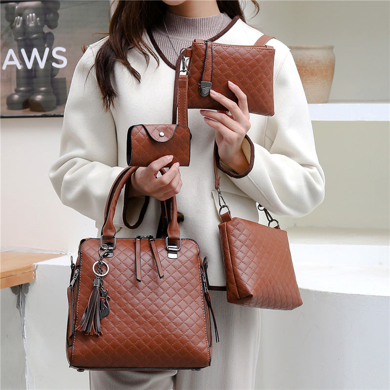 Retro Bag Set Solid Color Shoulder Crossbody Handbag