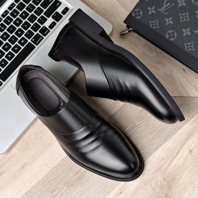 Spring And Autumn Soft Leather Height Increasing Insole Business Formal Casual Leather Shoes