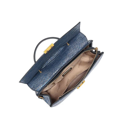 Blue With Snake Texture Handbags Women's High Sense