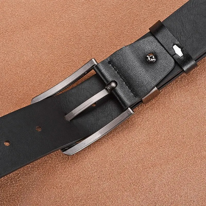 Genuine Leather Men's Casual Belt with Buckle (2024)