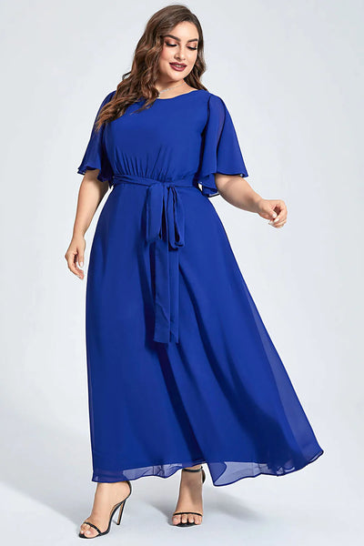 Flycurvy Plus Size Royal Blue Maxi Dress