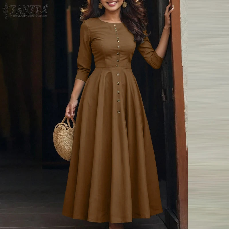 2025 Spring Fashion Long Sleeve Party Work Sundress Women Dresses