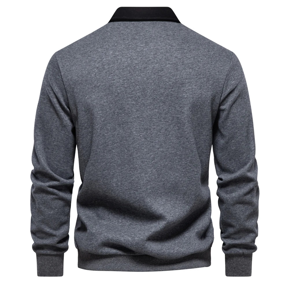 2023 Men's Autumn Fashion Polo Neck Sweatshirt - Casual & Social Wear