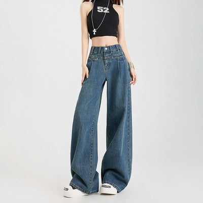 High Waist Wide Leg Cotton Denim Jeans