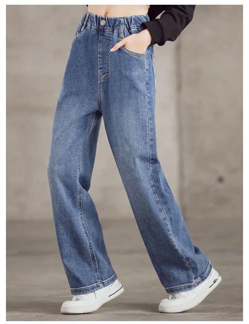 Spring Kid's Jeans 3-9Y Cute Girls Trousers