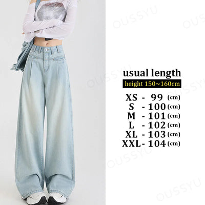 High Waist Wide Leg Cotton Denim Jeans