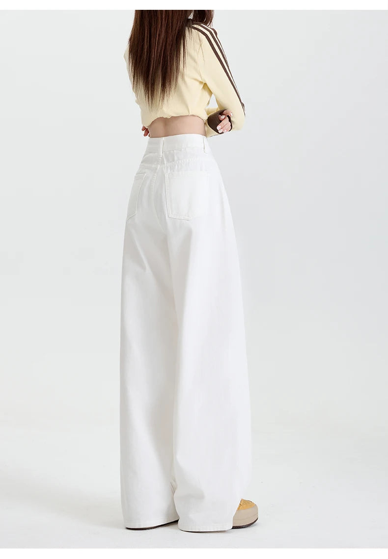 High Waist Wide Leg Cotton Denim Jeans