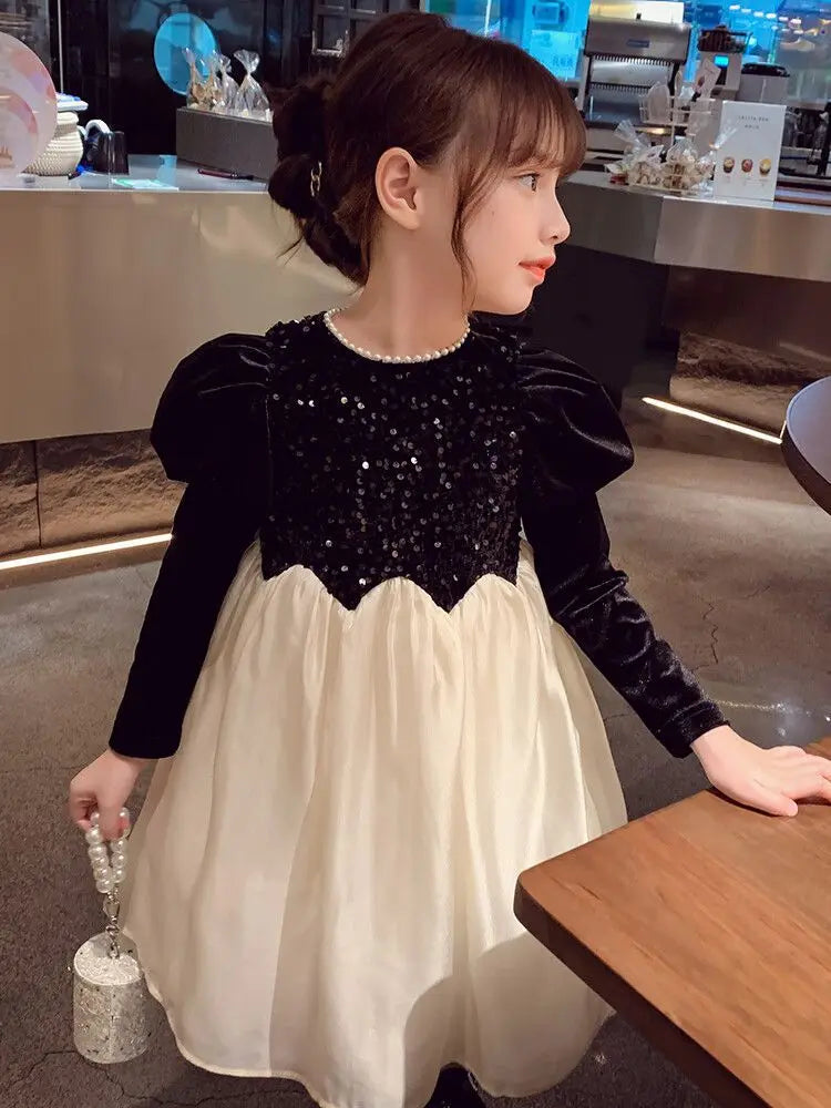 Girls' Velvet Sequin Dress