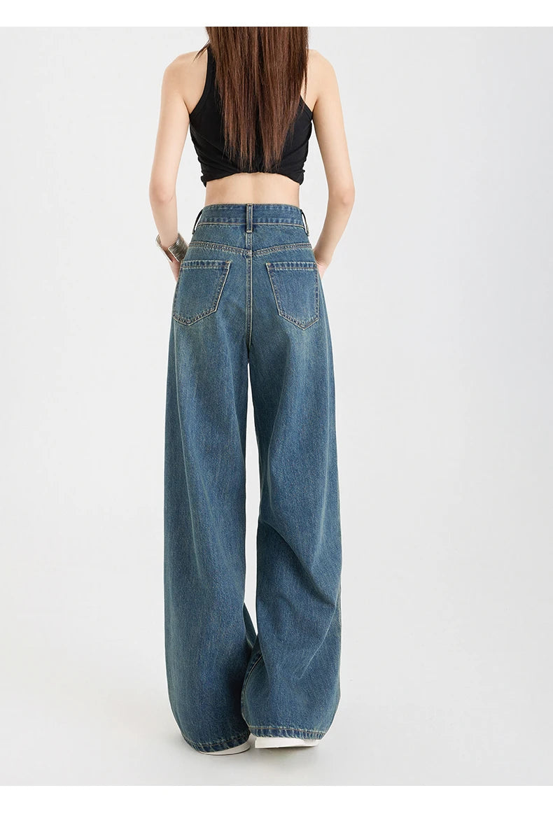 High Waist Wide Leg Cotton Denim Jeans