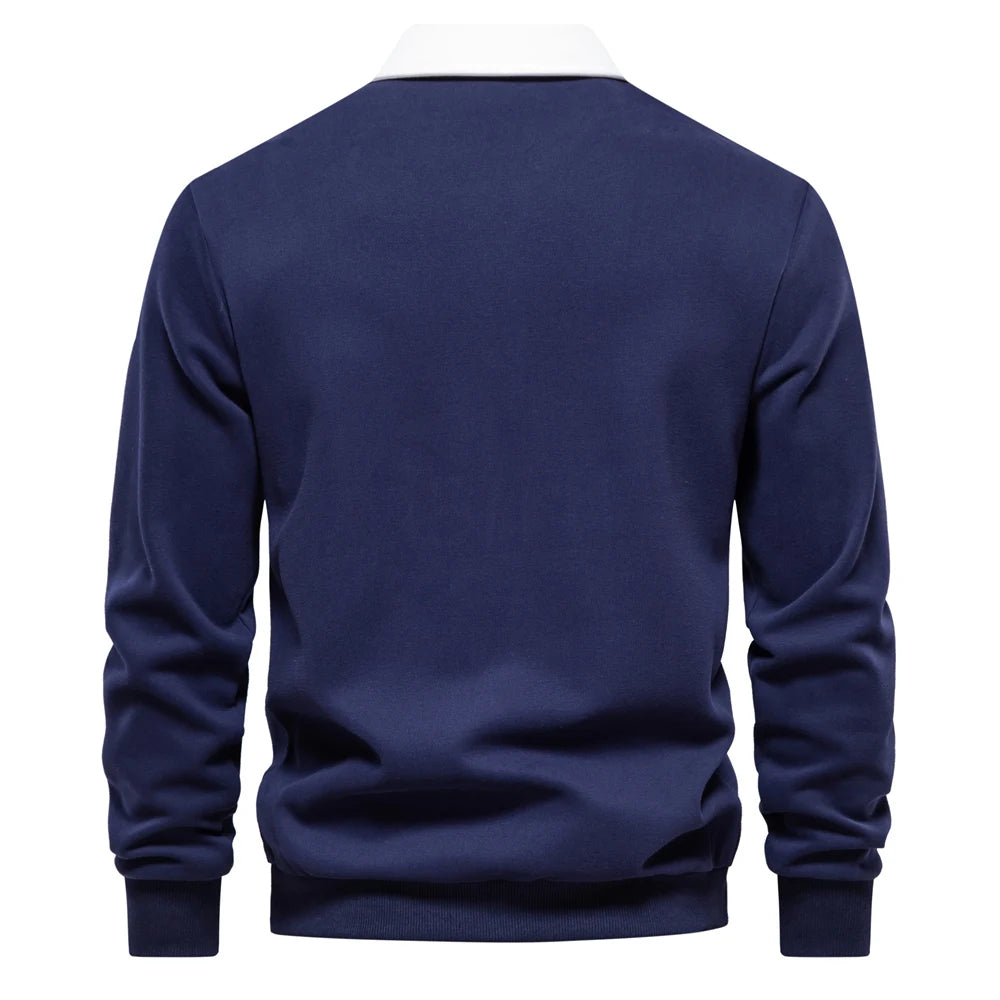 2023 Men's Autumn Fashion Polo Neck Sweatshirt - Casual & Social Wear