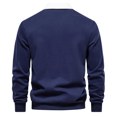 2023 Men's Autumn Fashion Polo Neck Sweatshirt - Casual & Social Wear