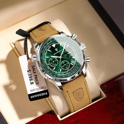 POEDAGAR Luxury Men's Quartz Watch - Waterproof, Luminous, Chronograph with Leather Strap