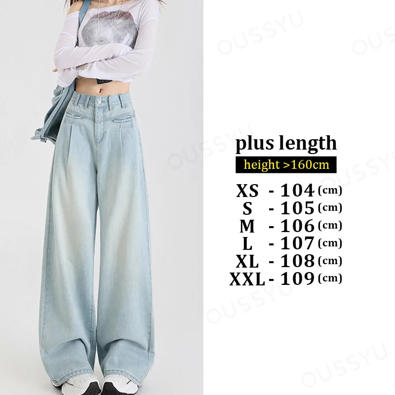 High Waist Wide Leg Cotton Denim Jeans