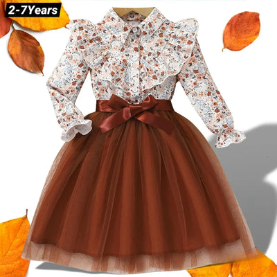 Girls' Long Sleeve Gauze Dress 2-7Y