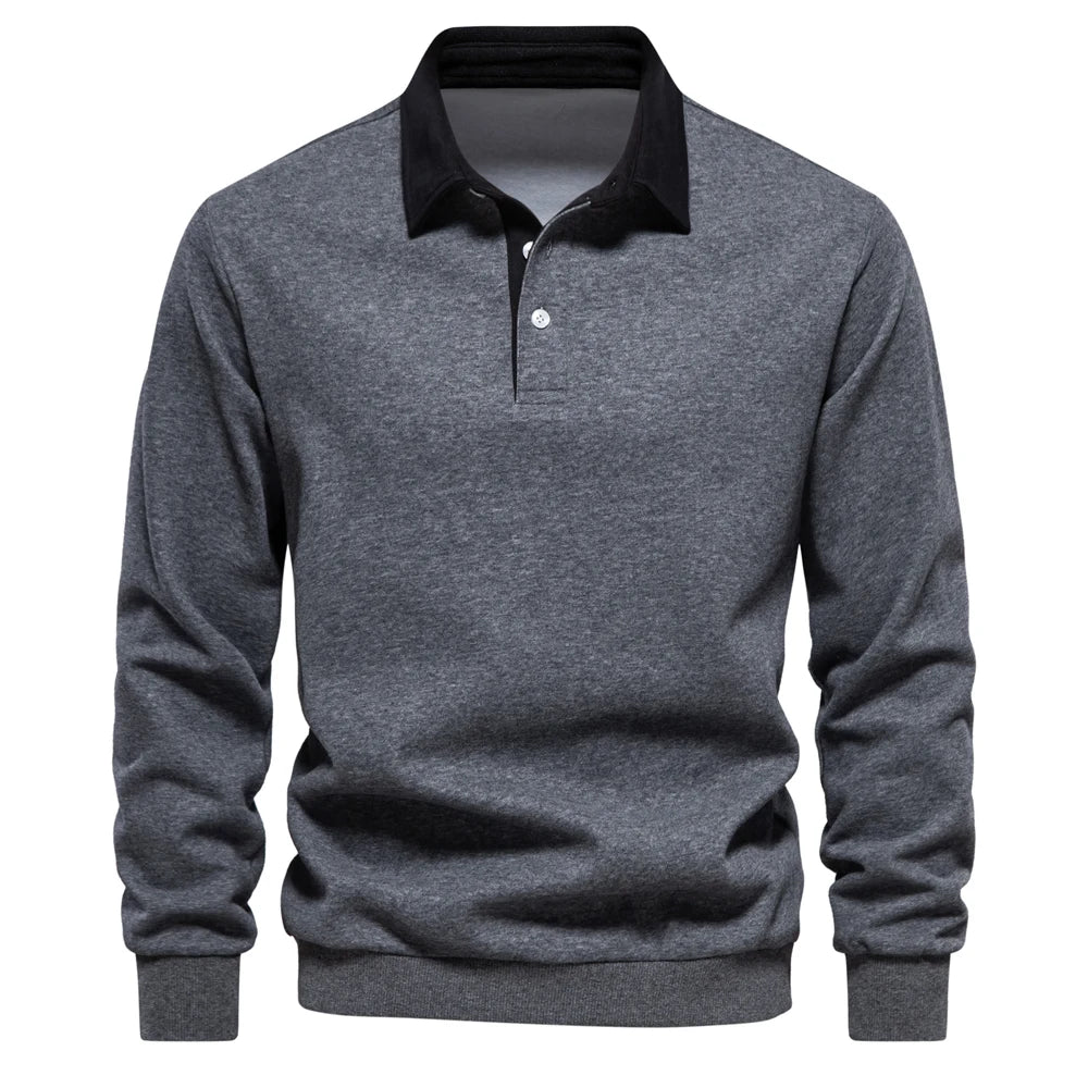 2023 Men's Autumn Fashion Polo Neck Sweatshirt - Casual & Social Wear