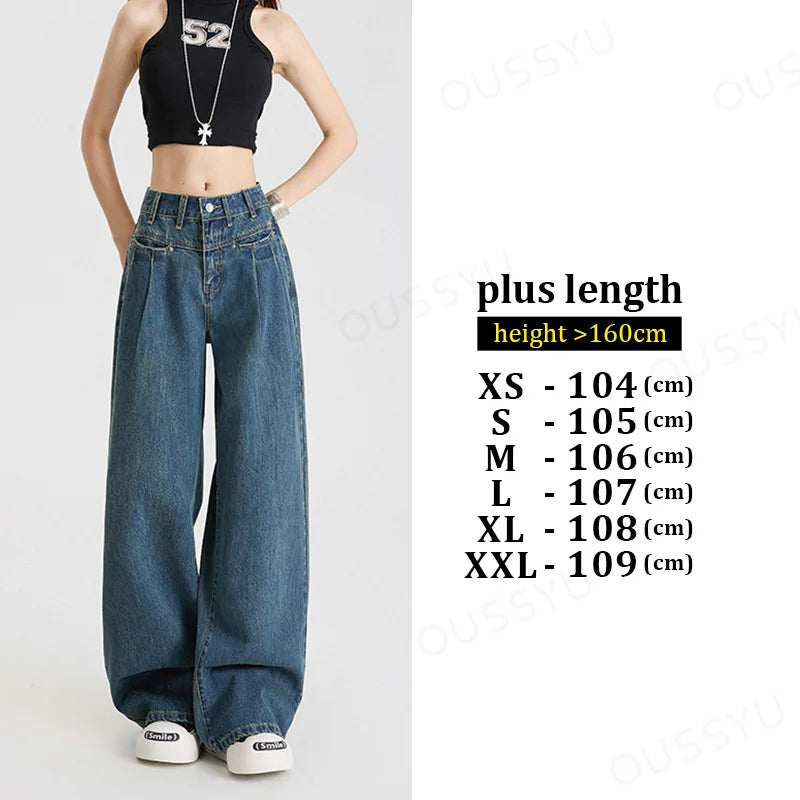 High Waist Wide Leg Cotton Denim Jeans