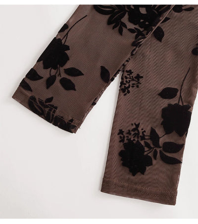 Spring 2025 New Women's Dress Velvet Mesh Floral Print