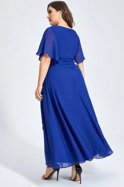 Flycurvy Plus Size Royal Blue Maxi Dress