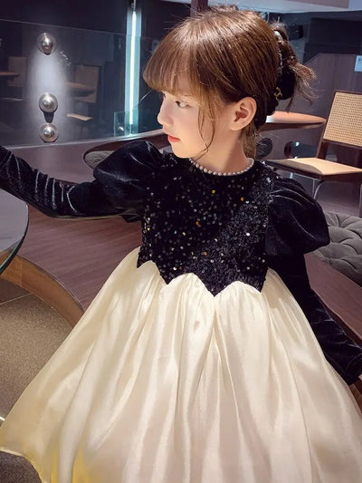 Girls' Velvet Sequin Dress