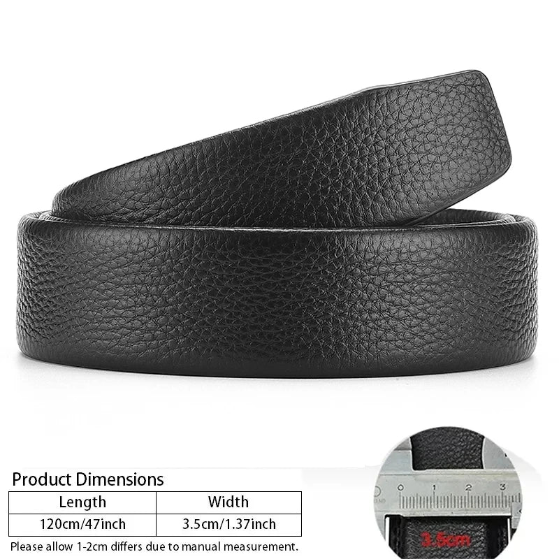 Men's Luxury Brand Genuine Leather Belt - High-Quality PU with Metal Buckle for Business & Casual Wear