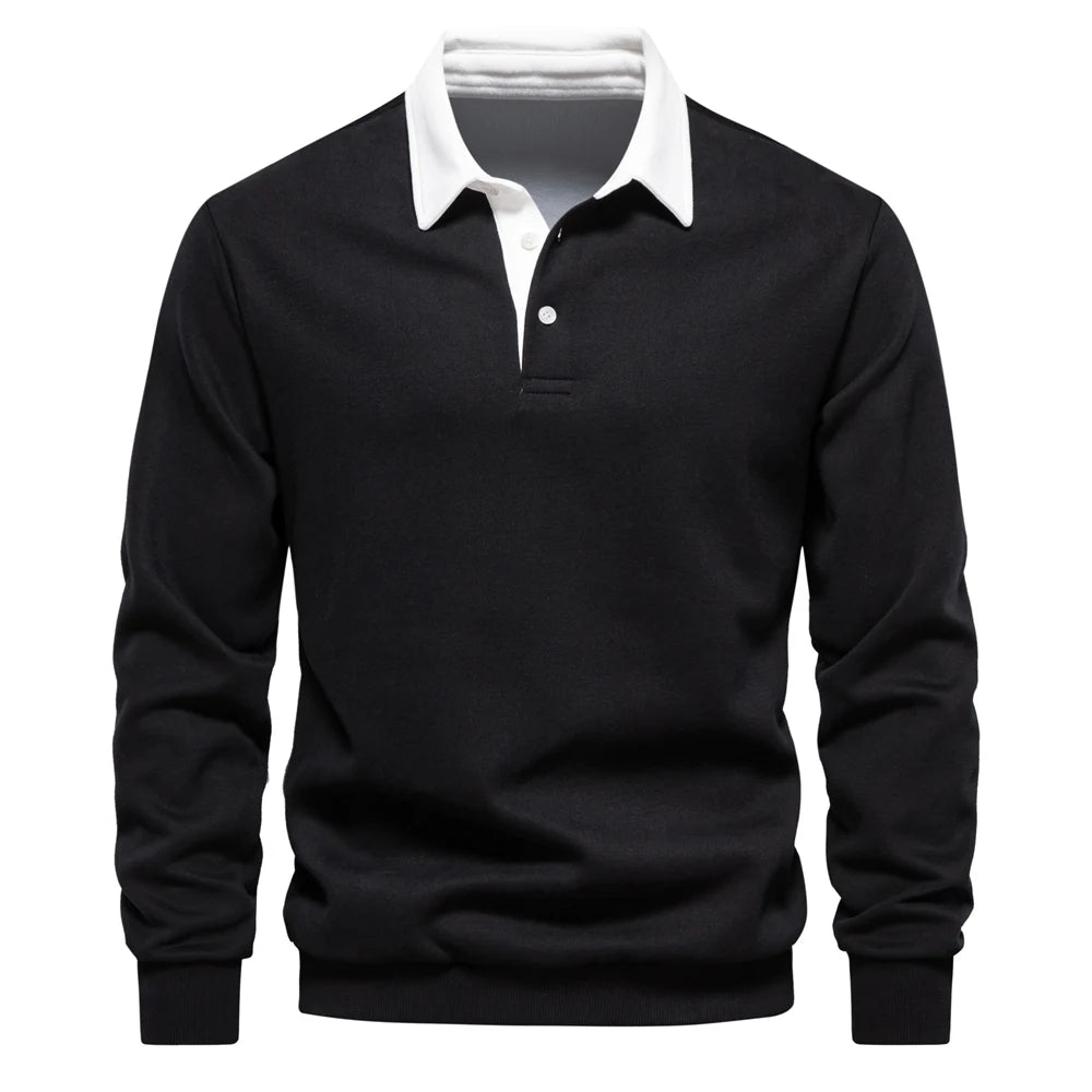 2023 Men's Autumn Fashion Polo Neck Sweatshirt - Casual & Social Wear