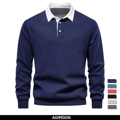 2023 Men's Autumn Fashion Polo Neck Sweatshirt - Casual & Social Wear