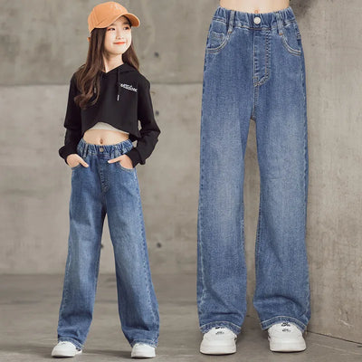 Spring Kid's Jeans 3-9Y Cute Girls Trousers