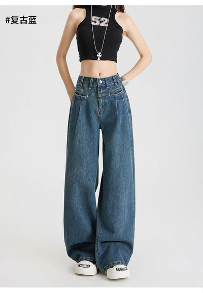 High Waist Wide Leg Cotton Denim Jeans