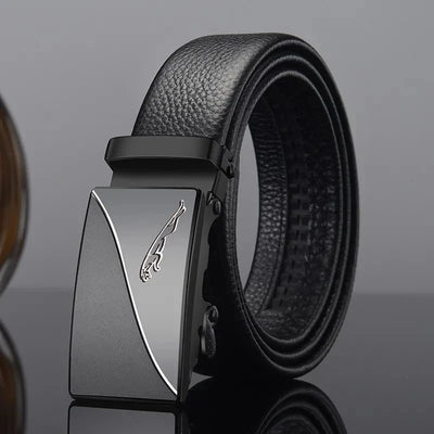 Men's Luxury Brand Genuine Leather Belt - High-Quality PU with Metal Buckle for Business & Casual Wear