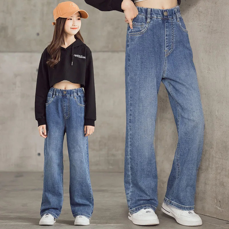 Spring Kid's Jeans 3-9Y Cute Girls Trousers