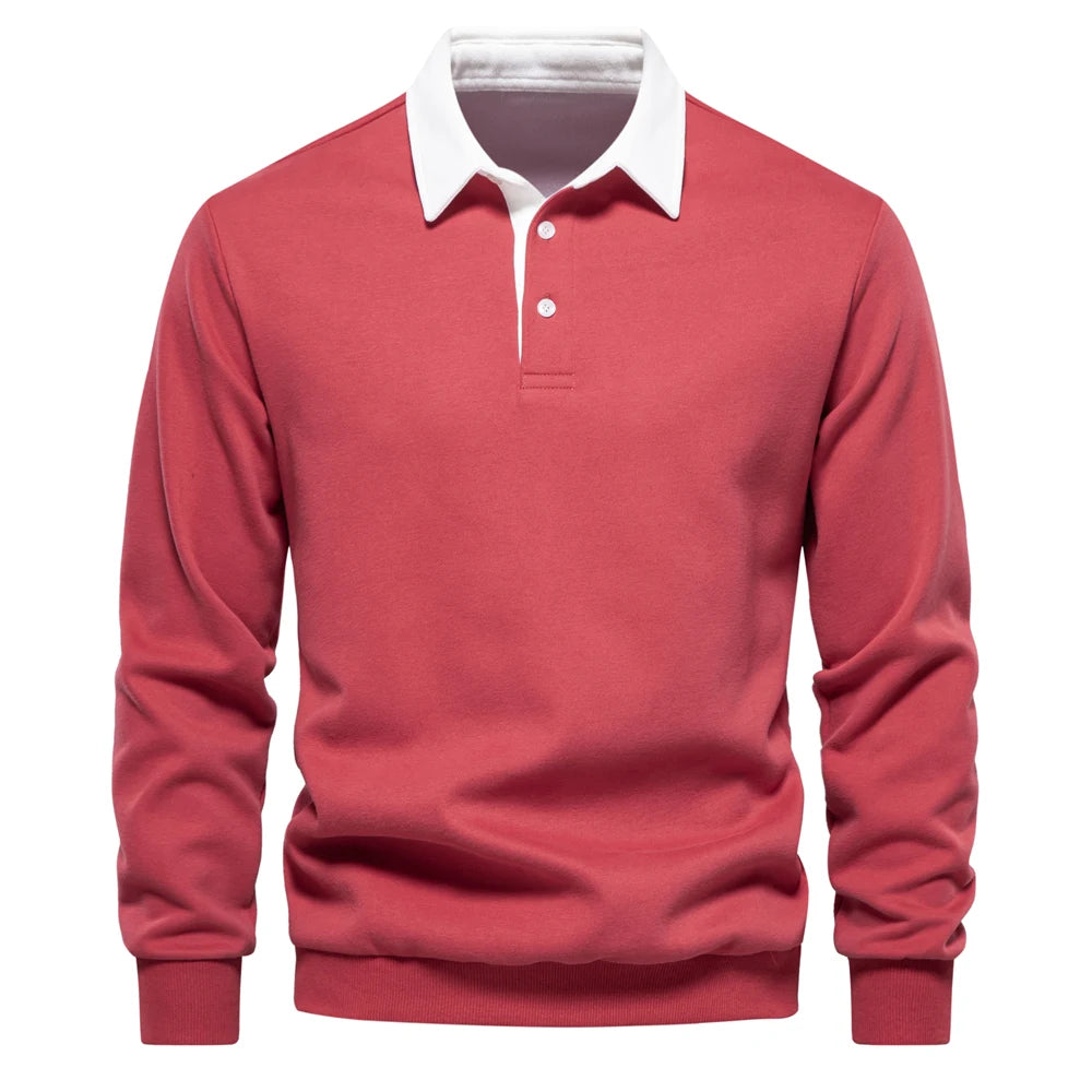 2023 Men's Autumn Fashion Polo Neck Sweatshirt - Casual & Social Wear