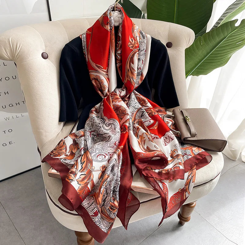 Luxury 180x90cm Classic Summer Women’s Silk Scarf