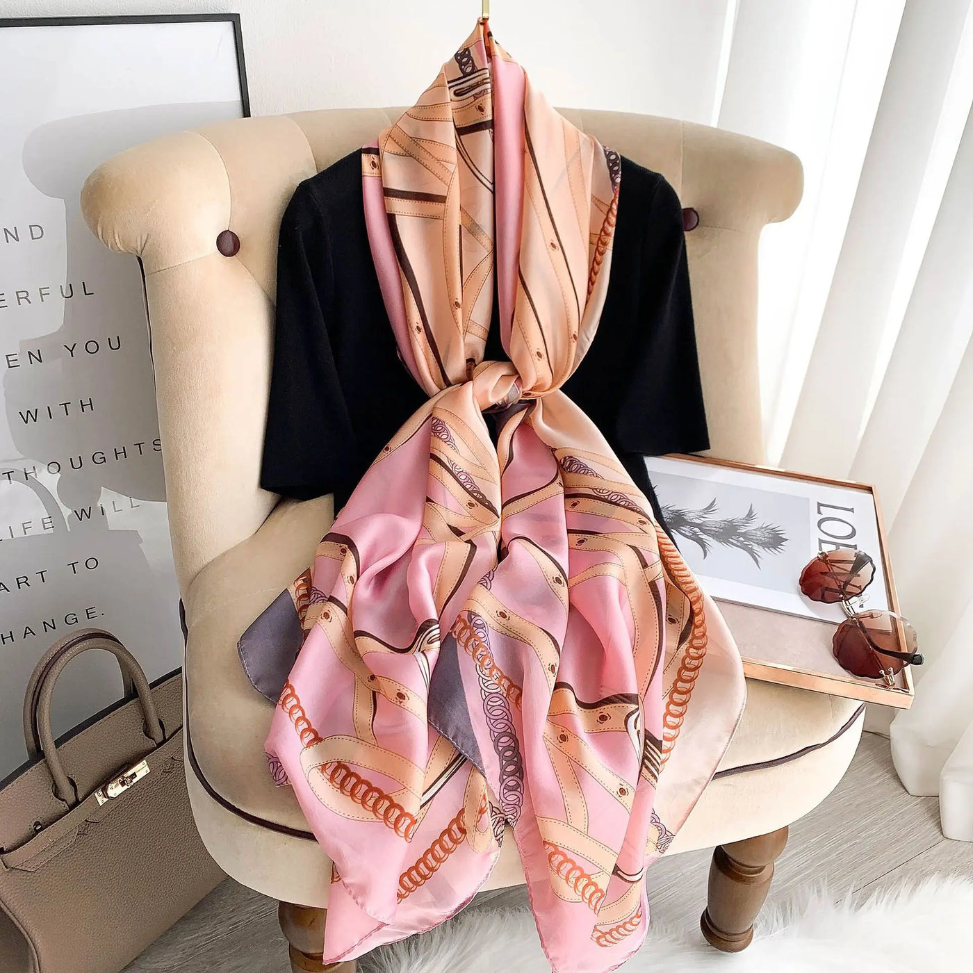 Luxury 180x90cm Classic Summer Women’s Silk Scarf