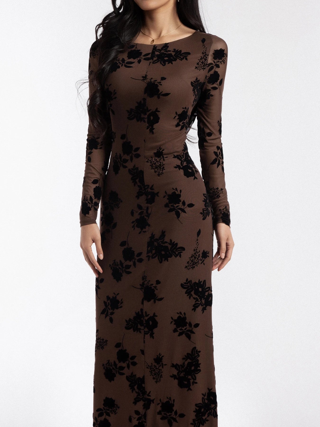 Spring 2025 New Women's Dress Velvet Mesh Floral Print