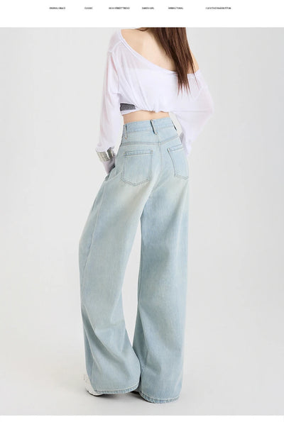 High Waist Wide Leg Cotton Denim Jeans