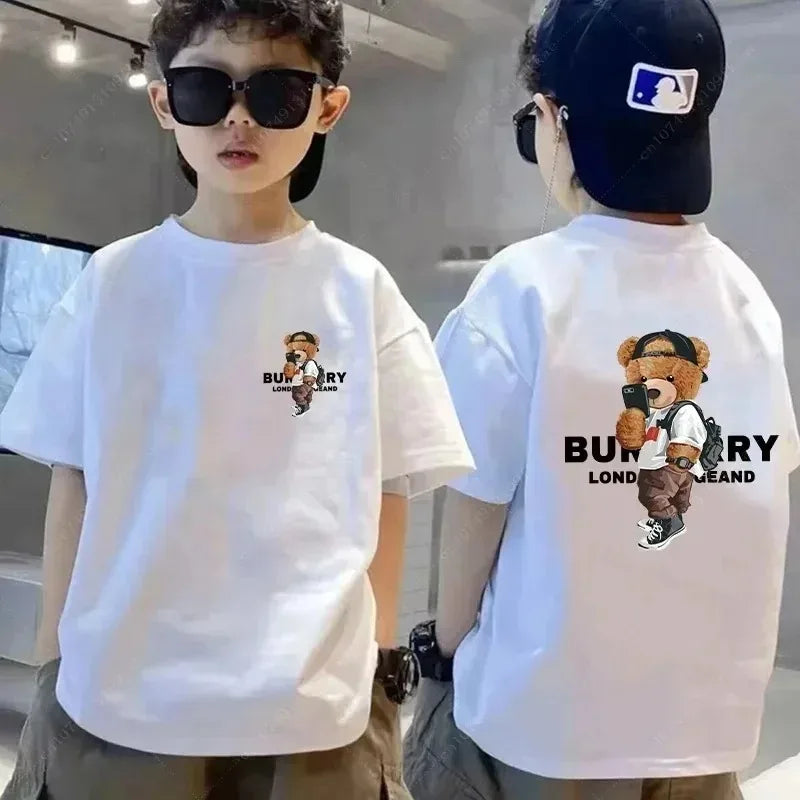 Luxury Bear Print Kids T-Shirt - Short Sleeve