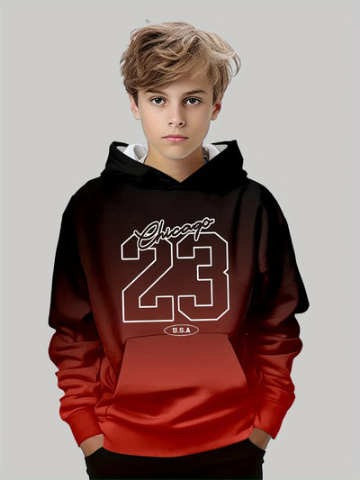 Kids' 3D Letter Print Hoodie - Casual Long Sleeve